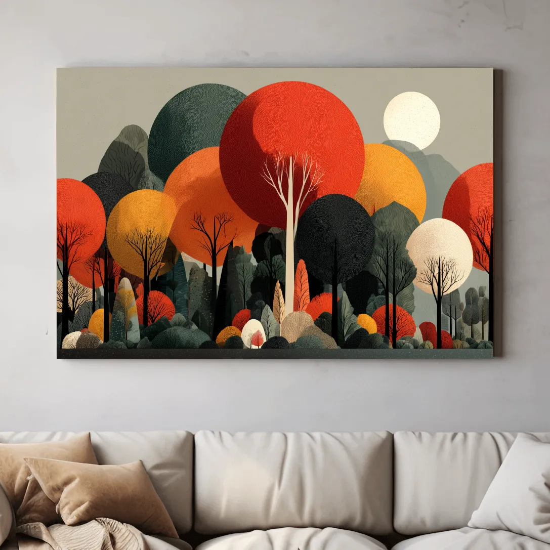 Abstract Autumn Forest Trees Canvas Art - Modern Scandinavian Wall Art