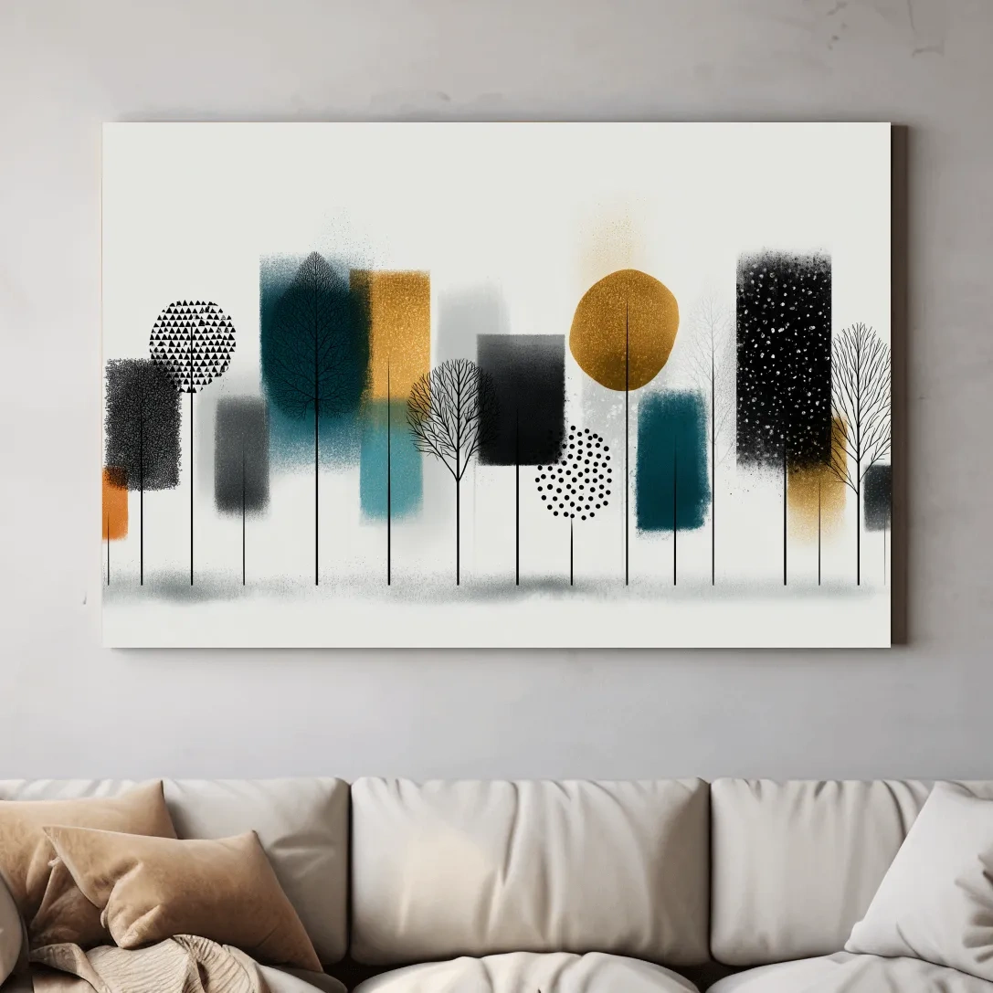 Abstract Minimalist Forest Grove Silhouettes - Modern Scandinavian Geometric Wall Art