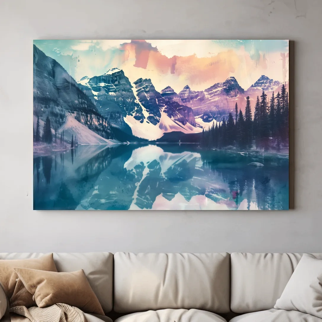 Valley of the Ten Peaks Watercolor Painting - Moraine Lake Banff Wall Art
