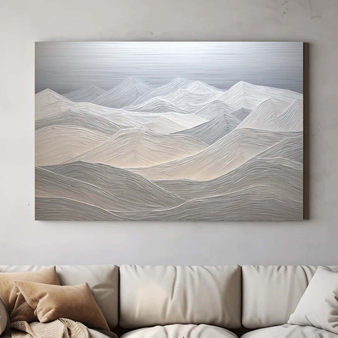 Minimalist Textured Topographic Mountain Ridges - 3D Painting Effect Wall Art