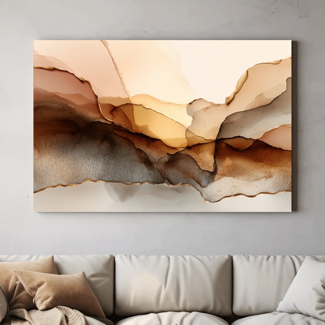 Abstract Alcohol Ink Landscape Painting - Modern Minimalist Wall Art