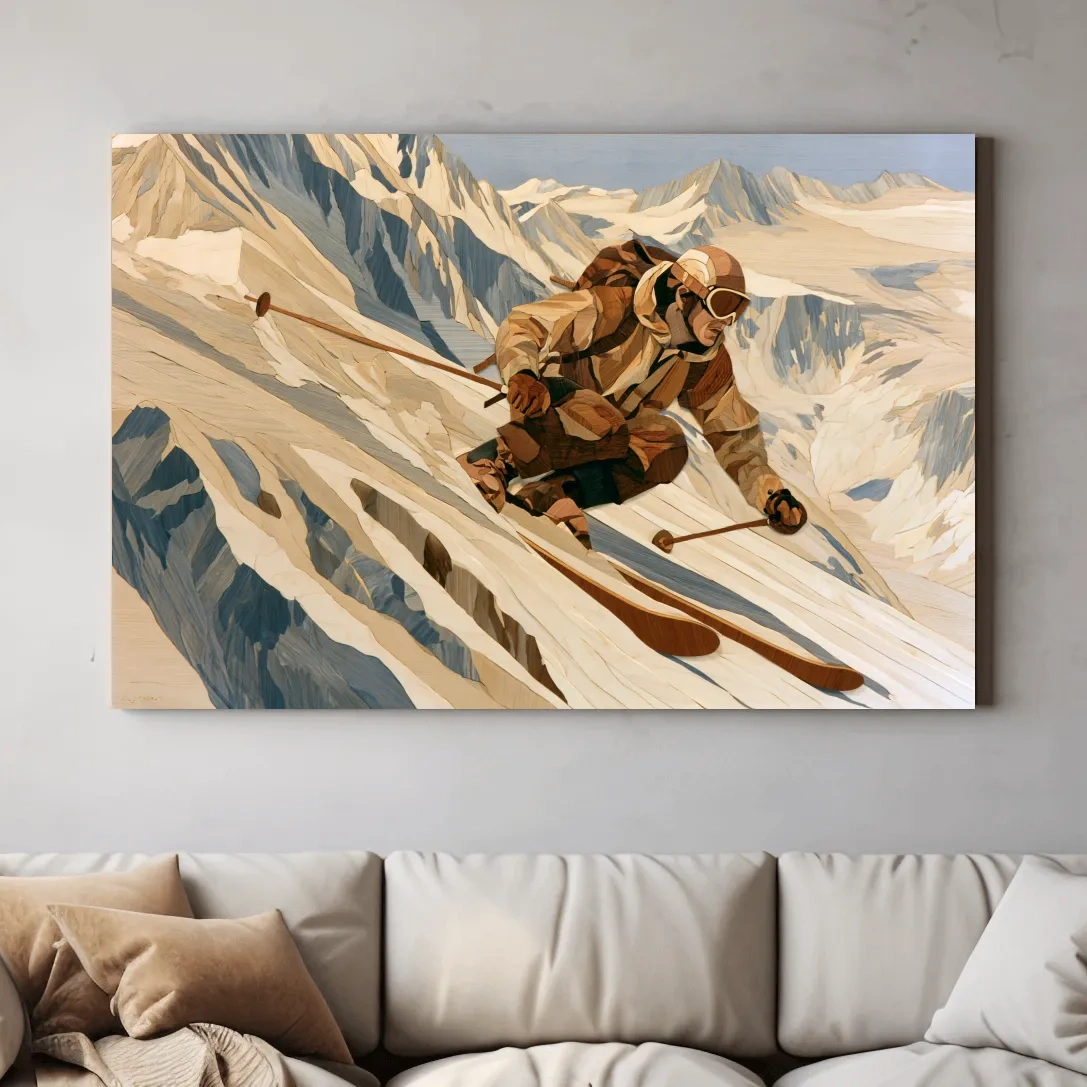 Dynamic Backcountry Skier Alpine Descent - Adventure Winter Sports Wall Art