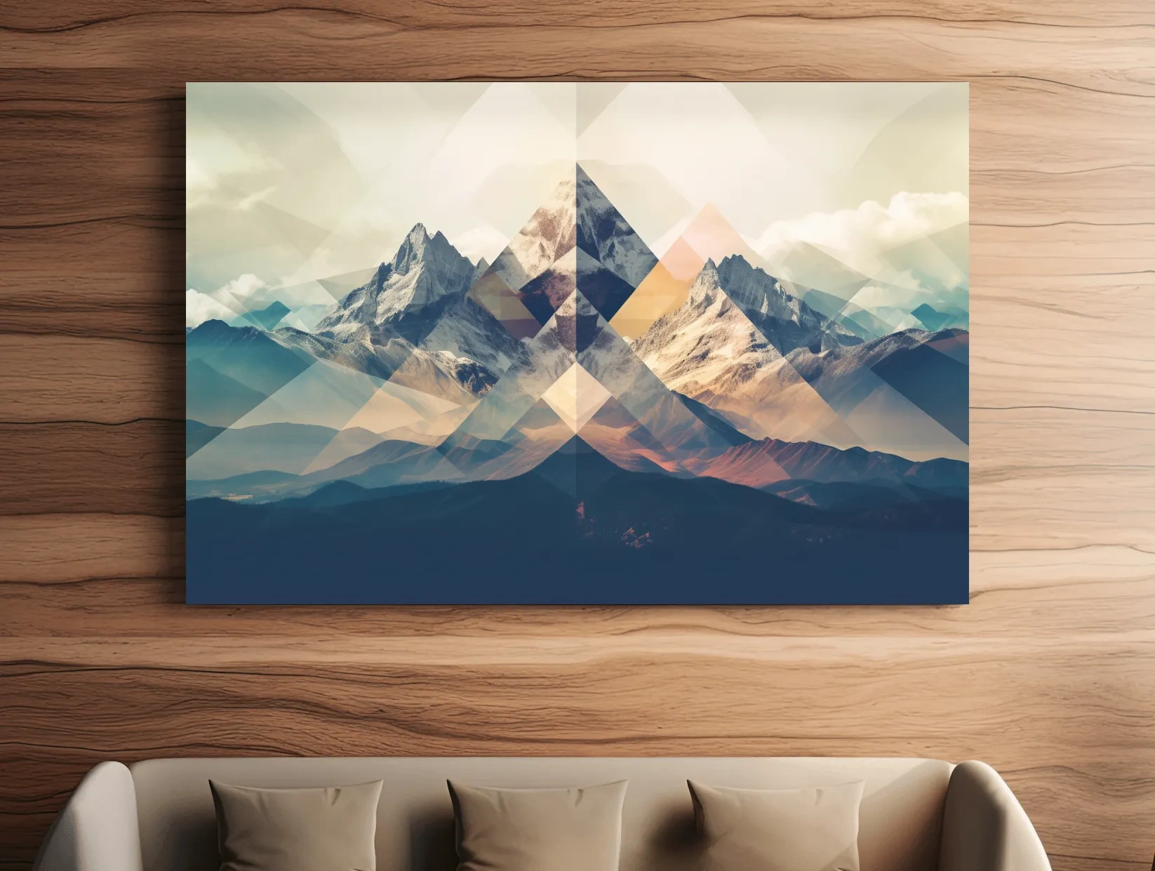 Geometric Abstract Alpine Mountain Peaks - Modern Polygon Landscape Wall Art
