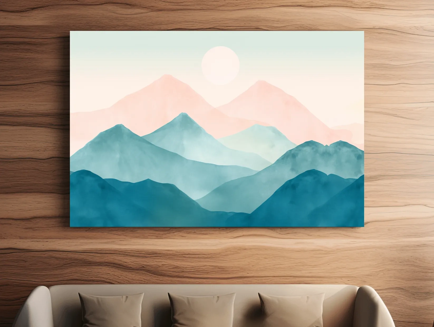 Minimalist Pastel Watercolor Mountains - Serene Abstract Landscape Wall Art