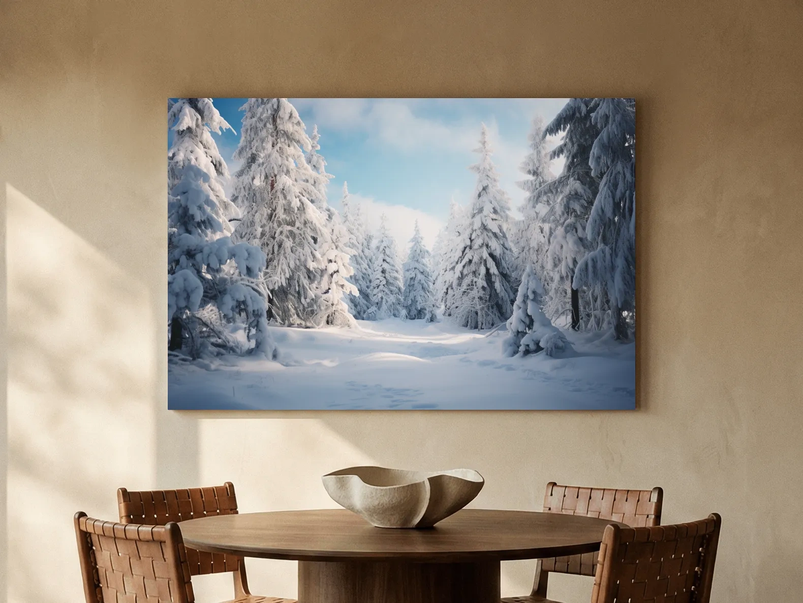 Serene Snowy Pine Forest Photography - Winter Wonderland Nature Wall Art
