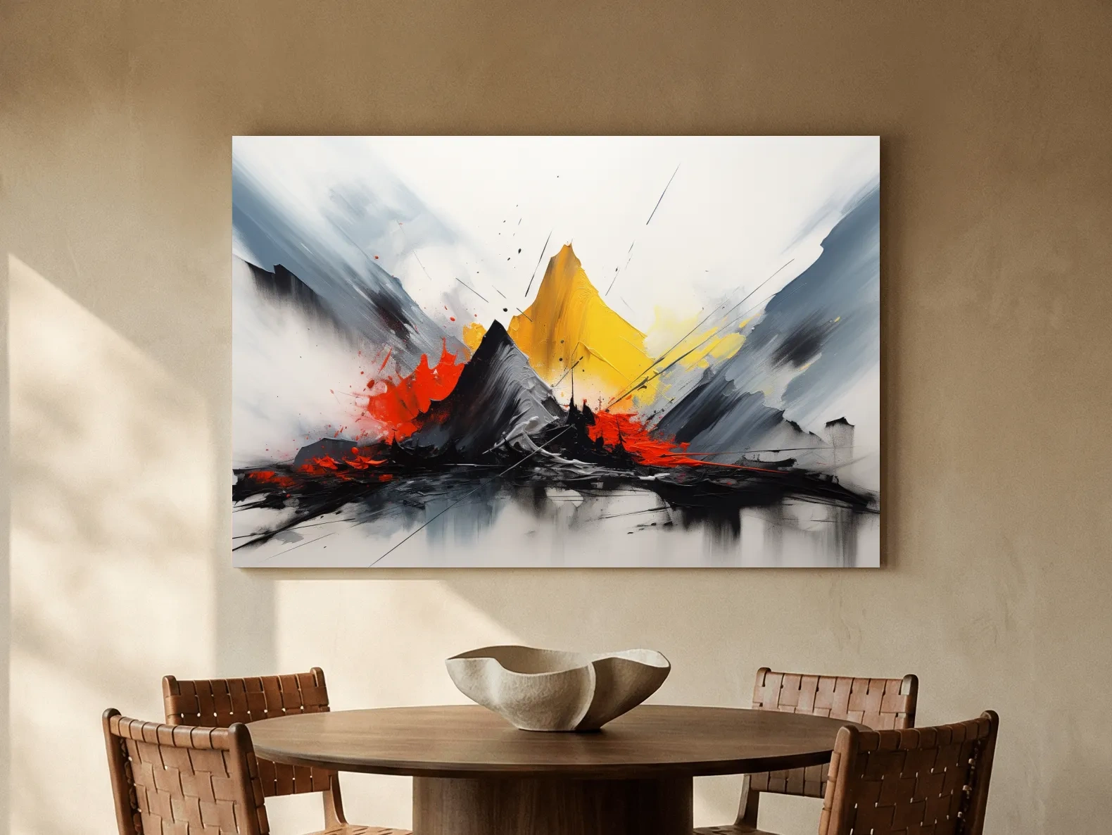 Abstract Mountain Peaks Painting - Modern Impasto Style Wall Art