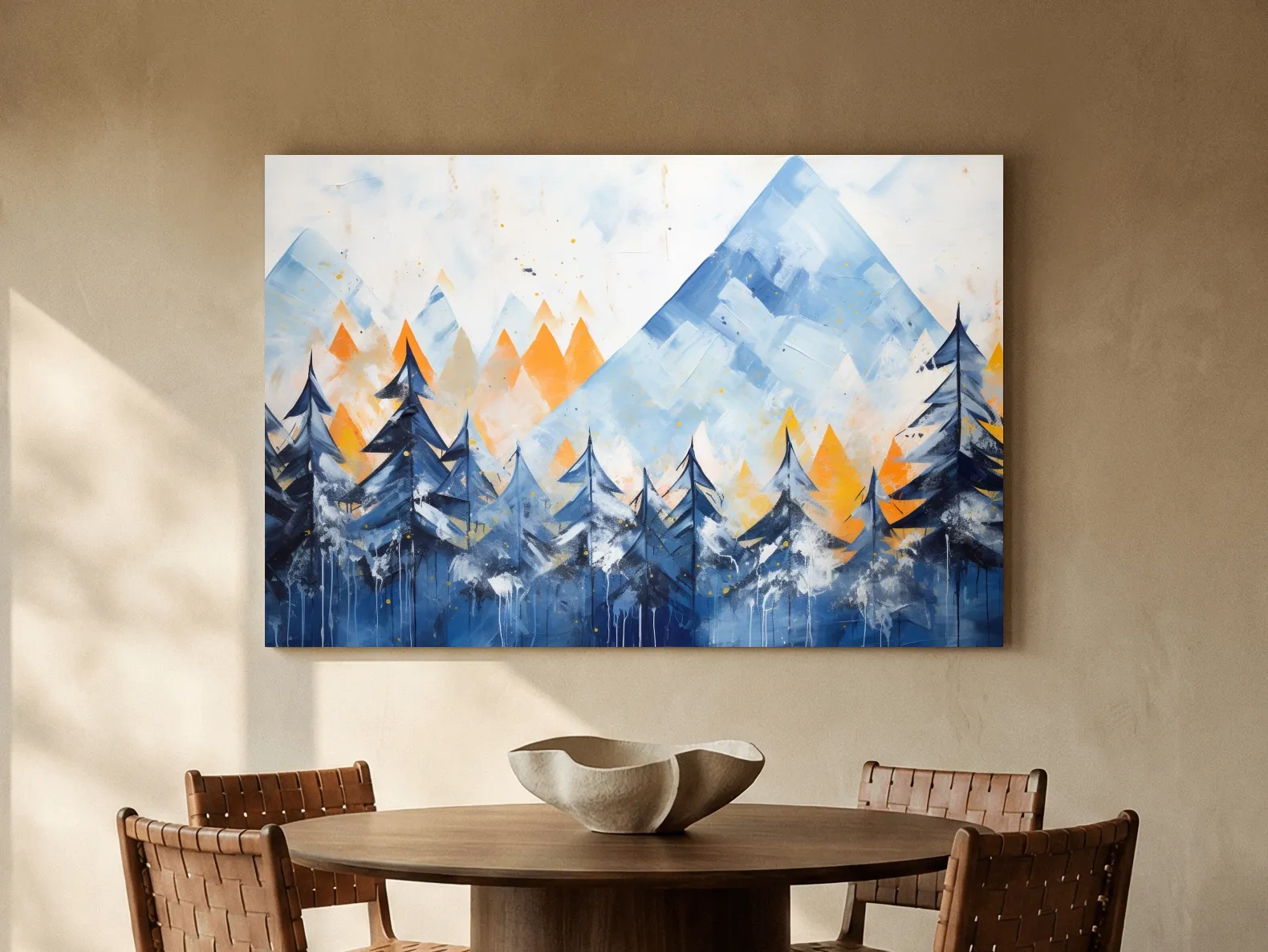 Abstract Alpine Mountain Peaks - Watercolor Forest Wall Art