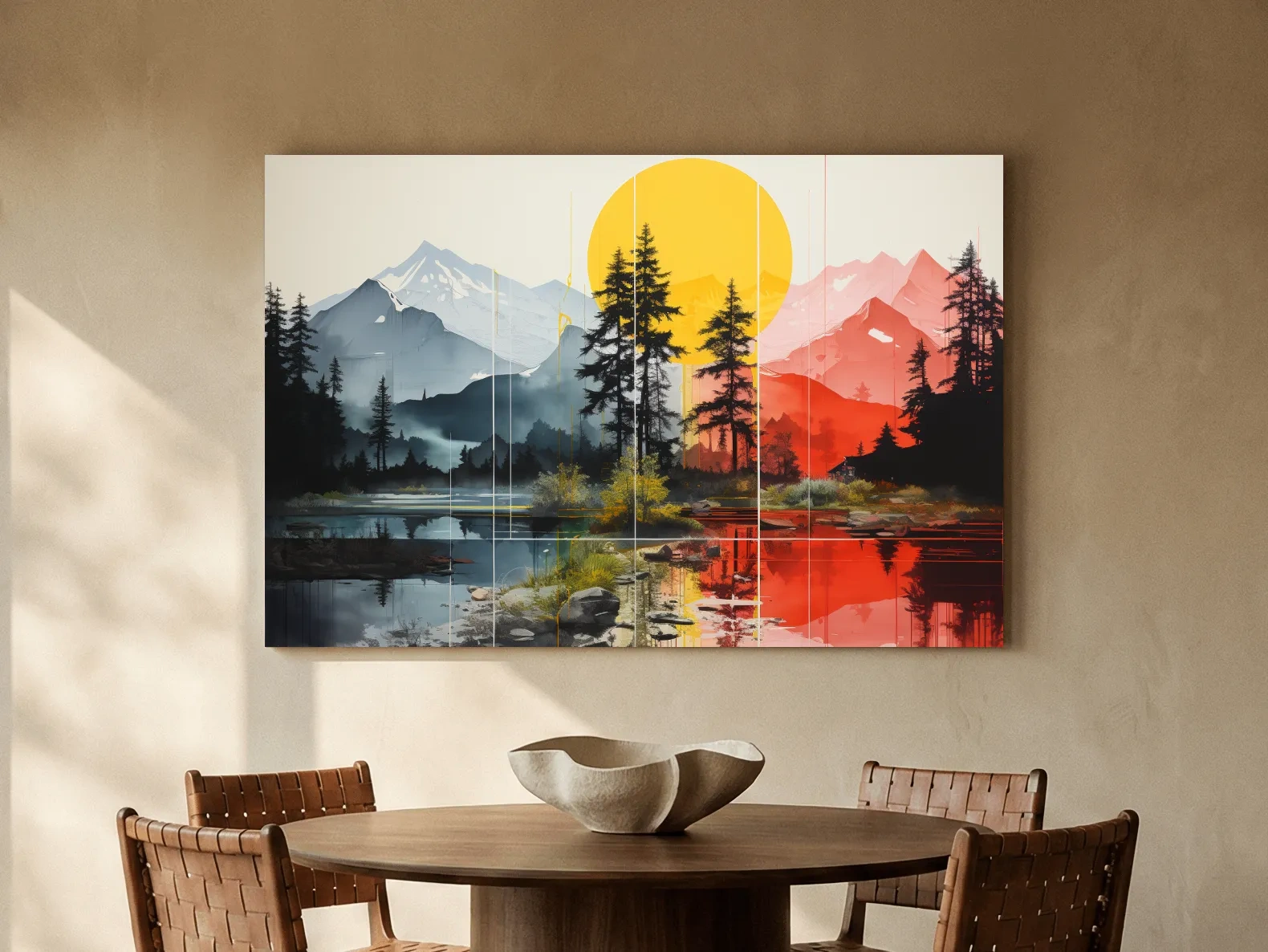 Abstract Alpine Lake Landscape - Mountain Sunset Wall Art