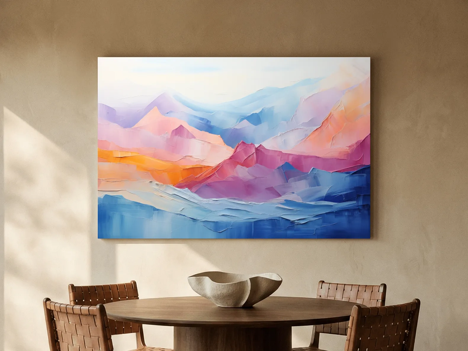 Vibrant Pastel Abstract Mountain Landscape - Colorful Mountain Wall Art