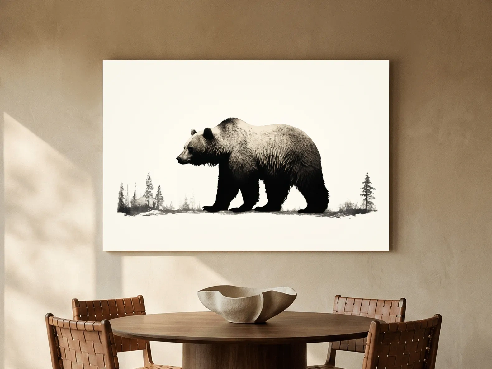 Minimalist Grizzly Bear Silhouette - Black And White Wildlife Wall Art