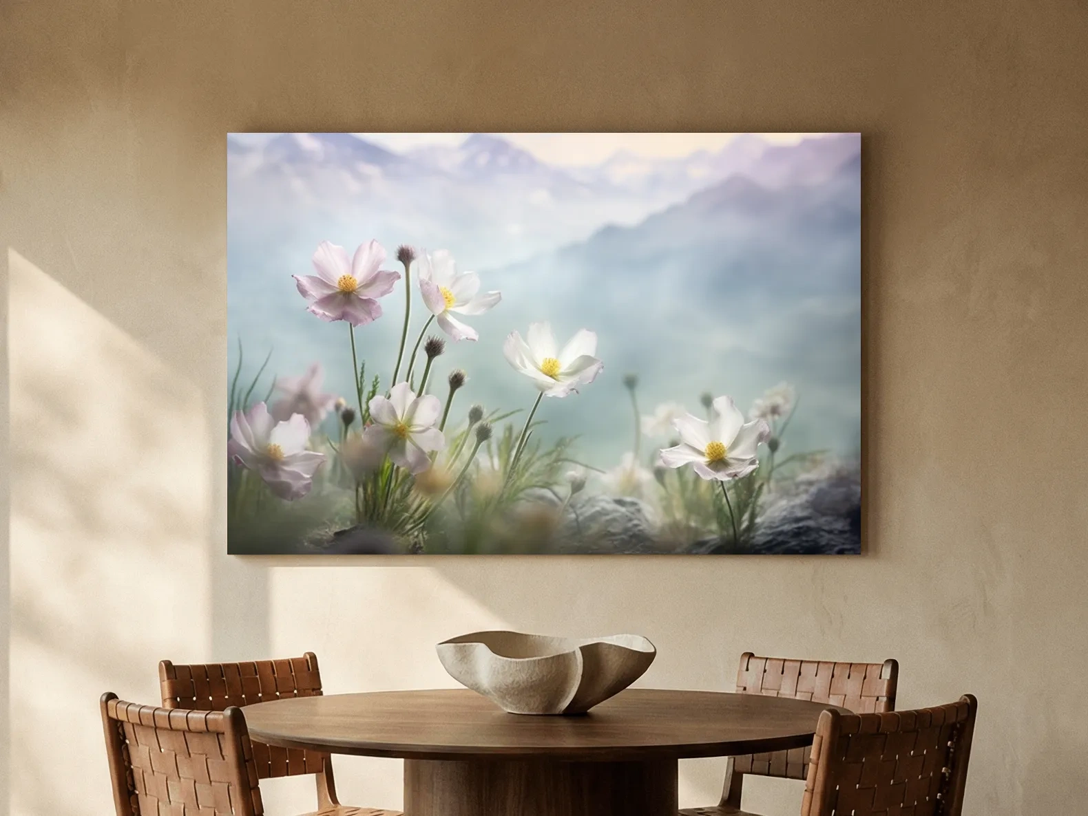Dreamy Alpine Wildflower Meadow - Soft Pastel Mountain Botanic Artwork