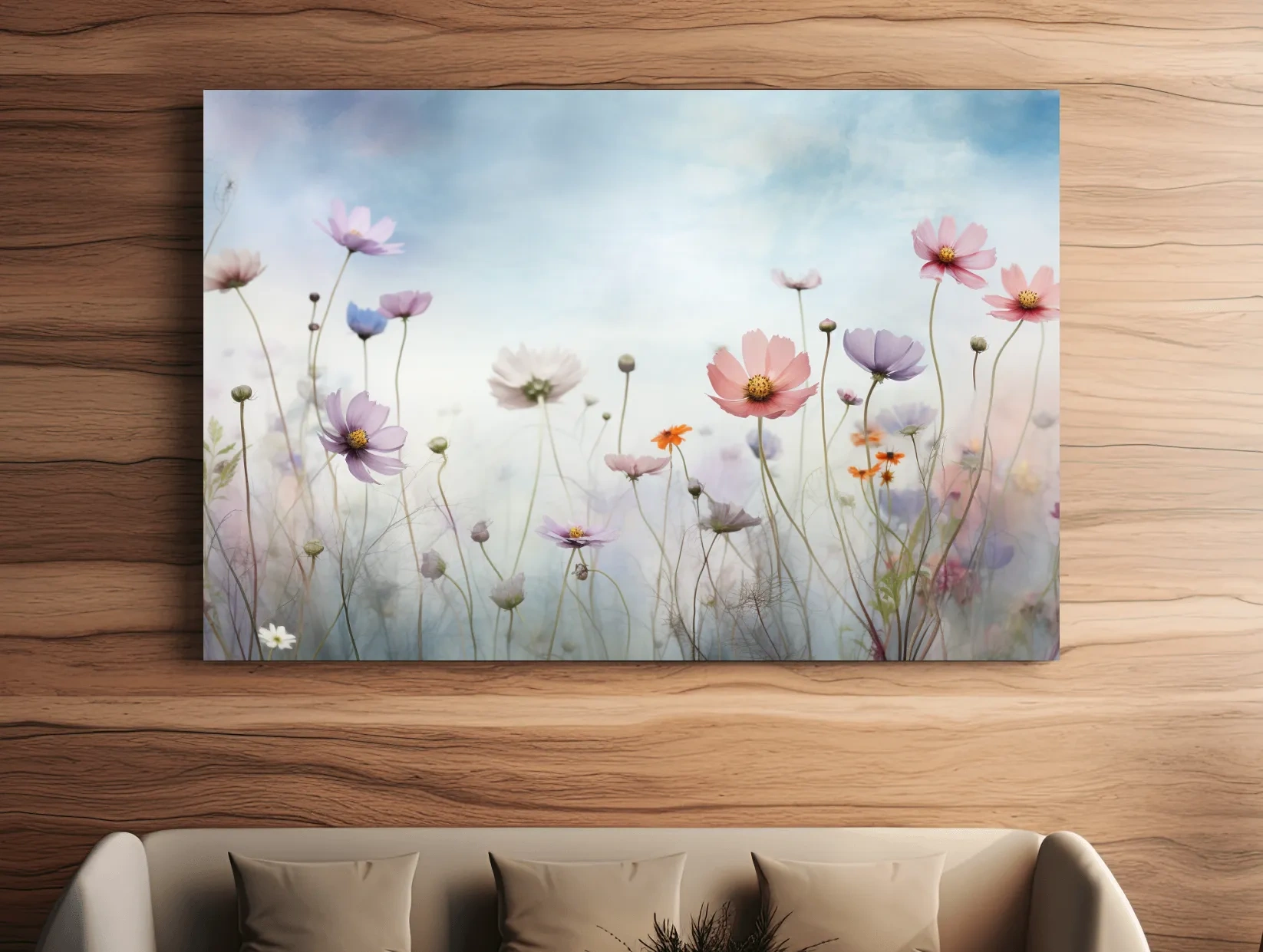 Dreamy Pastel Wildflower Meadow Painting - Soft Watercolor Floral Wall Art