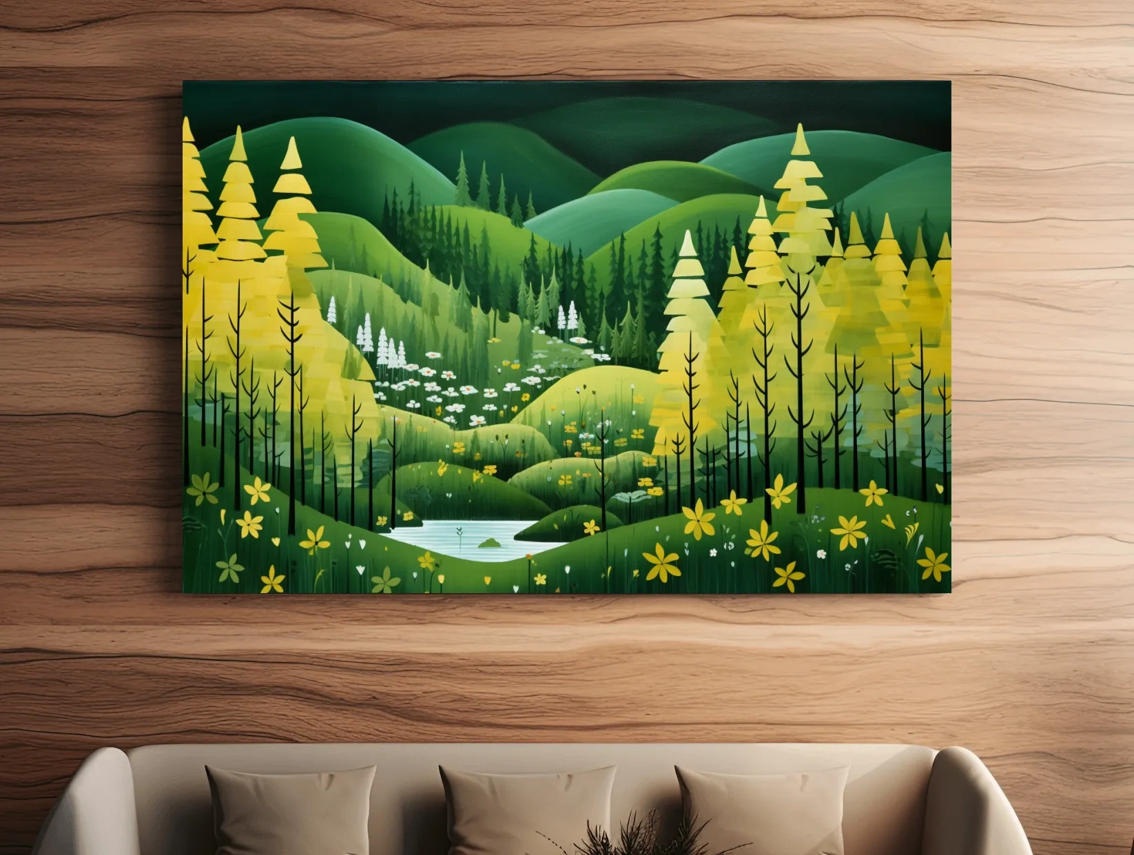 Whimsical Autumn Mountain Valley - Wildflower Forest Wall Art