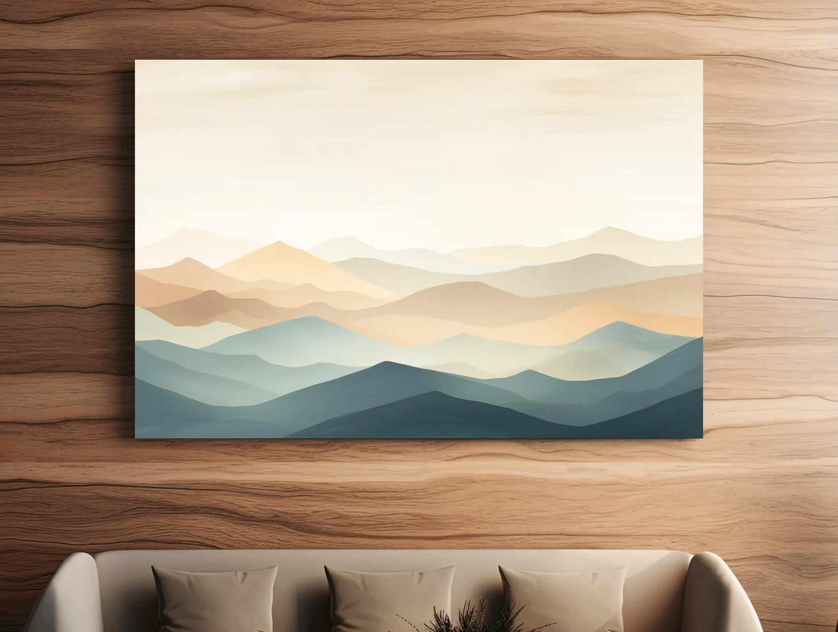 Minimalist Pastel Layered Mountain Landscape - Serene Abstract Nature Wall Art