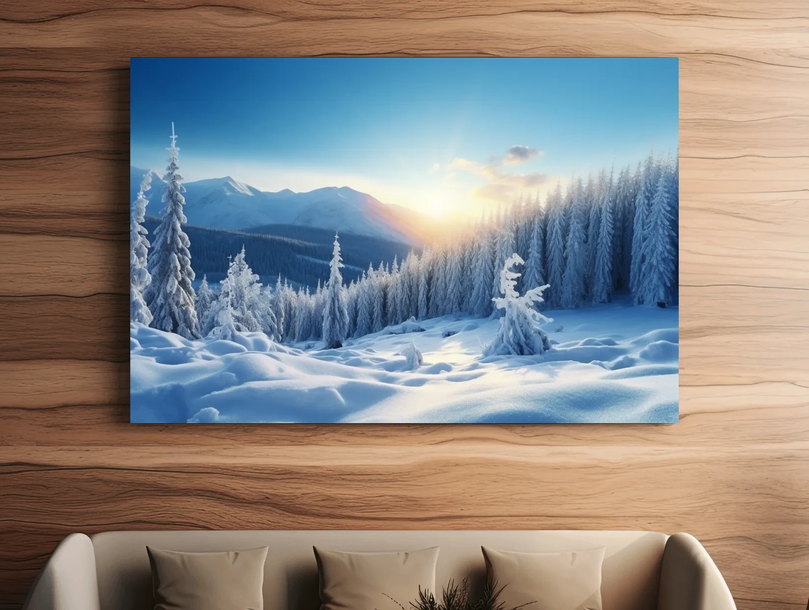 Snowy Alpine Forest Sunrise - Winter Nature Photographic Wall Art