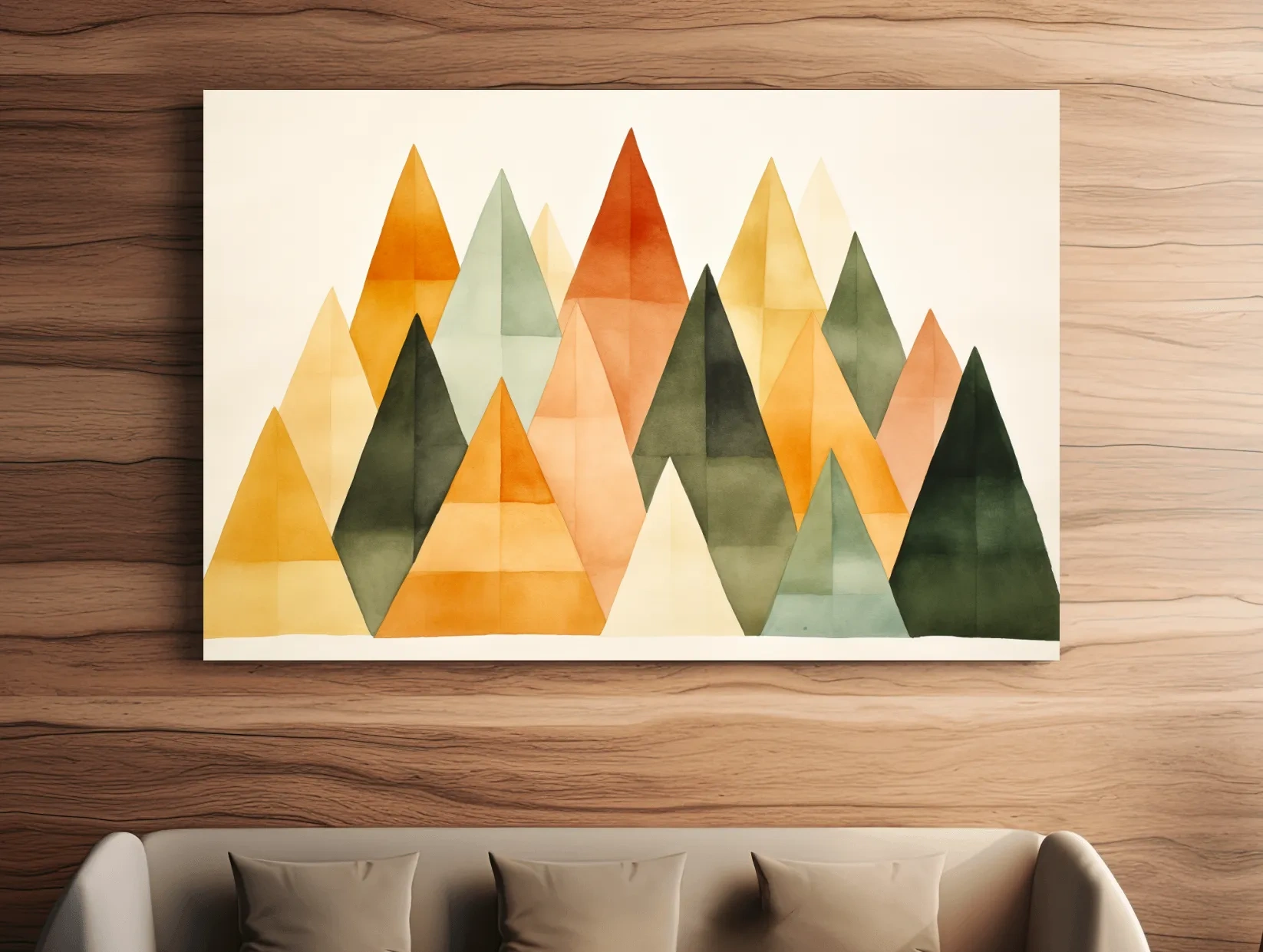Geometric Watercolor Mountains - Modern Scandi Minimalist Wall Art