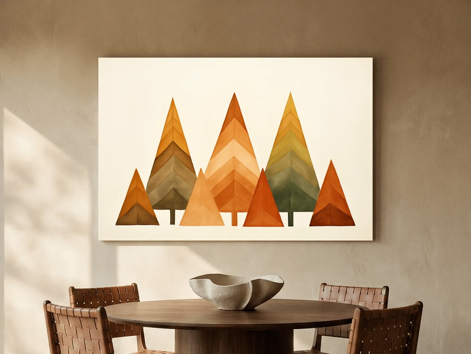 Minimalist Watercolor Pine Tree Forest - Scandinavian Geometric Nature Wall Art