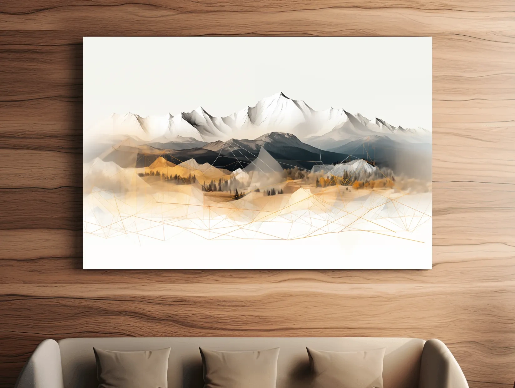 Geometric Mountain Range Forest Landscape - Modern Abstract Wall Art