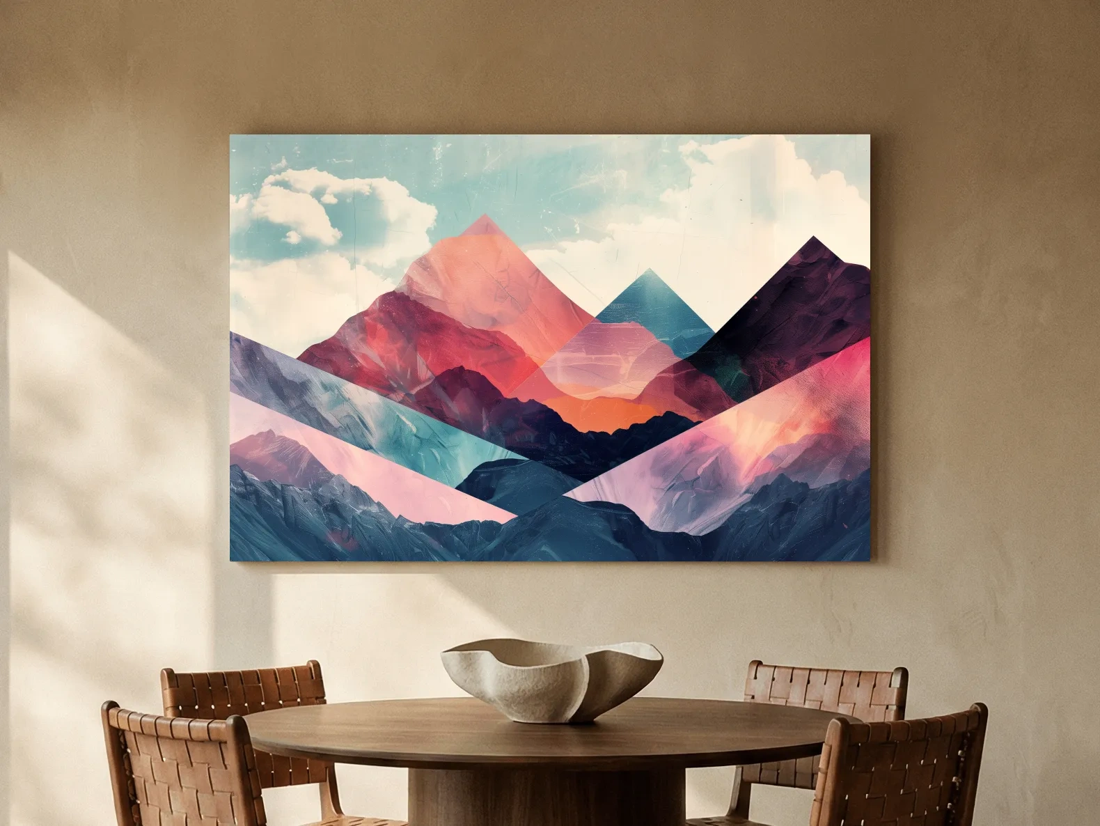 Vibrant Geometric Mountain Peaks - Modern Abstract Collage Wall Art