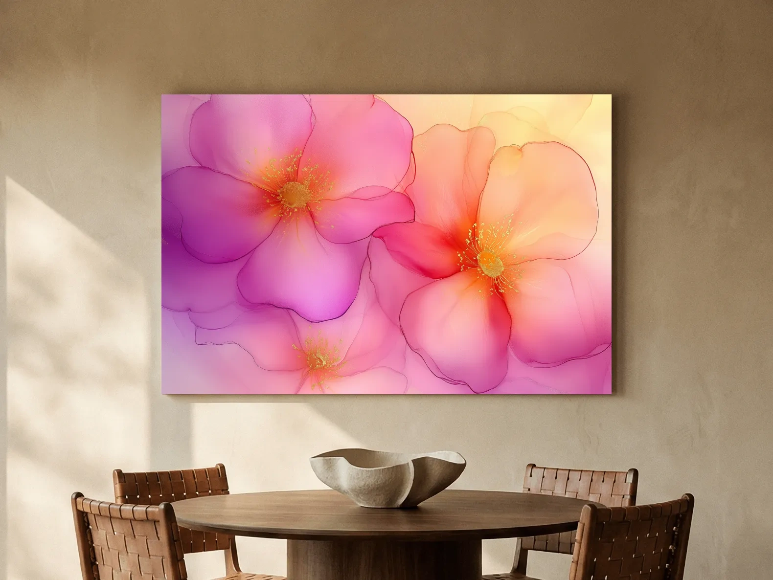 Vibrant Pink Blossom Watercolor Illustration - Modern Floral Wall Art