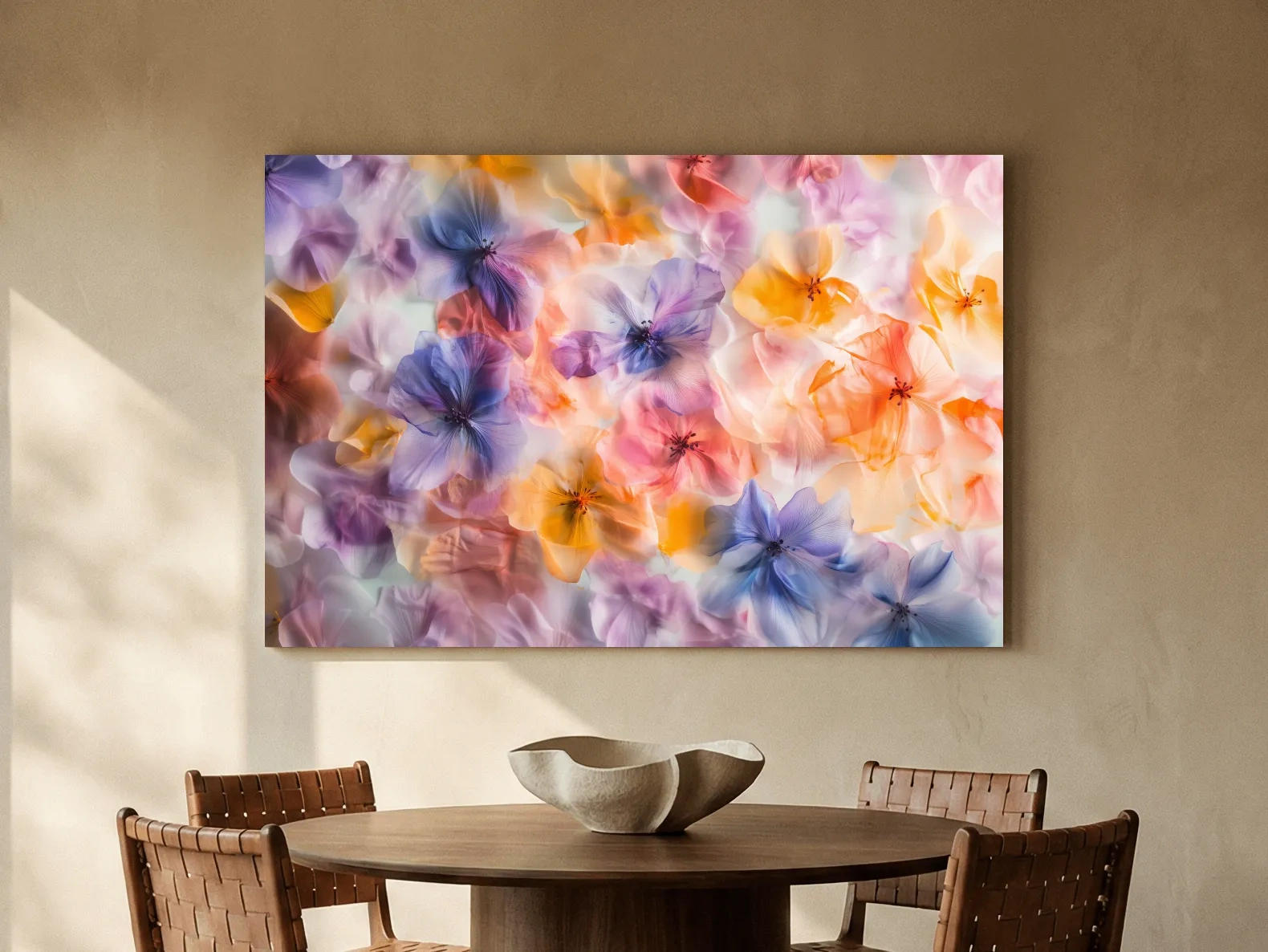 Oshibana Pastel Floral Petal Collage - Soft Botanical Wall Art