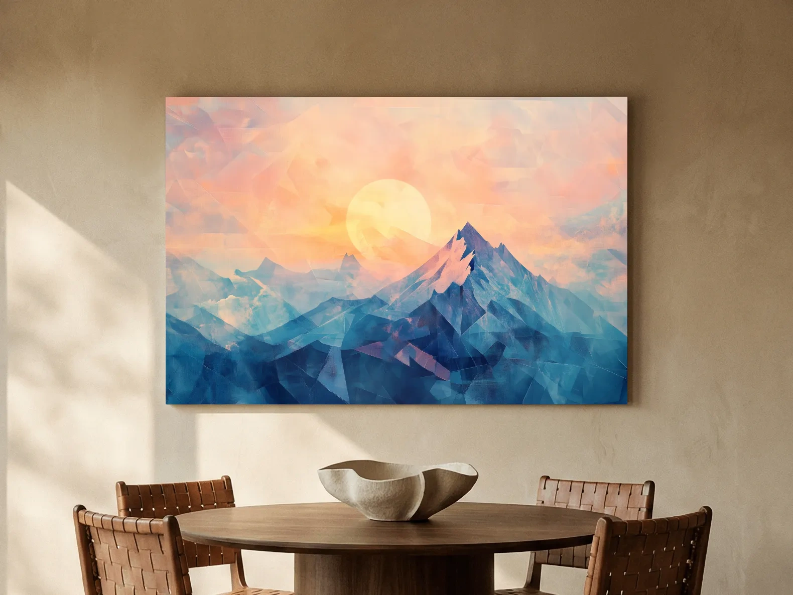 Sunset Mountain Peaks Mosaic In Pastel Hues - Modern Abstract Wall Art