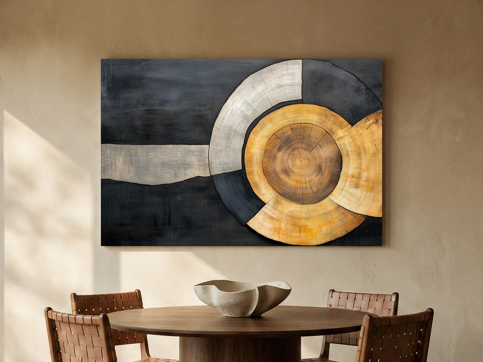 Textured Abstract Wood Grain Circles - Modern Rustic Geometric Wall Art