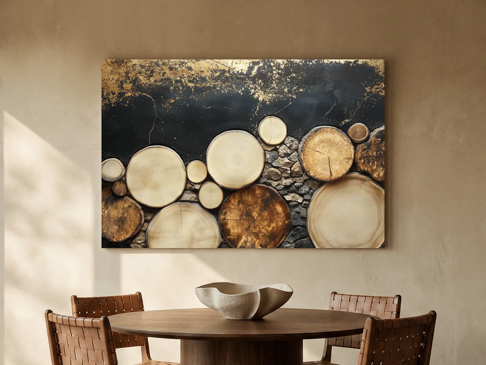 Rustic Wood & Stone Texture - Modern Farmhouse Wall Art
