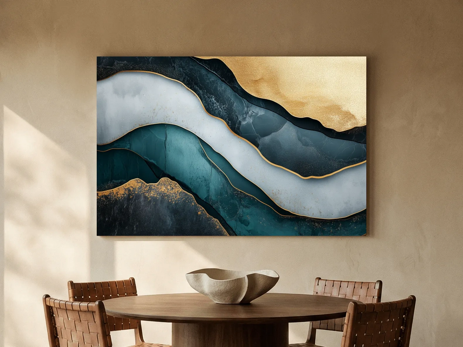 Elegant Gold Abstract Layers - Modern Marble Texture Wall Art