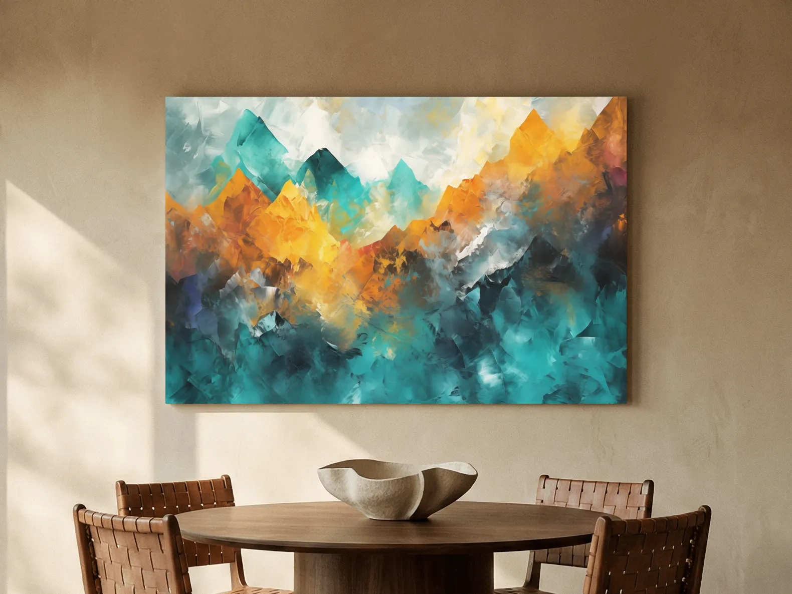 Vibrant Abstract Mountain Painting - Colorful Landscape Wall Art