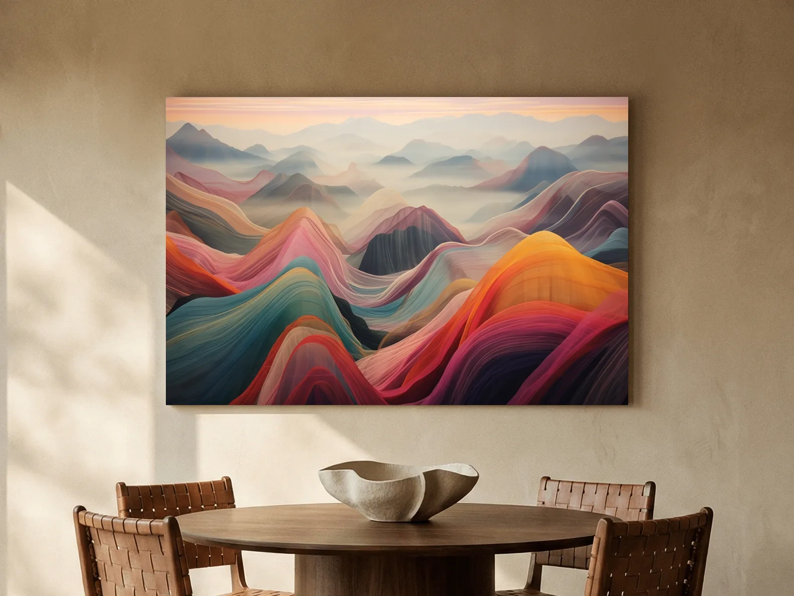Vibrant Abstract Layered Mountain Ranges - Colorful Topographic Landscape Wall Art