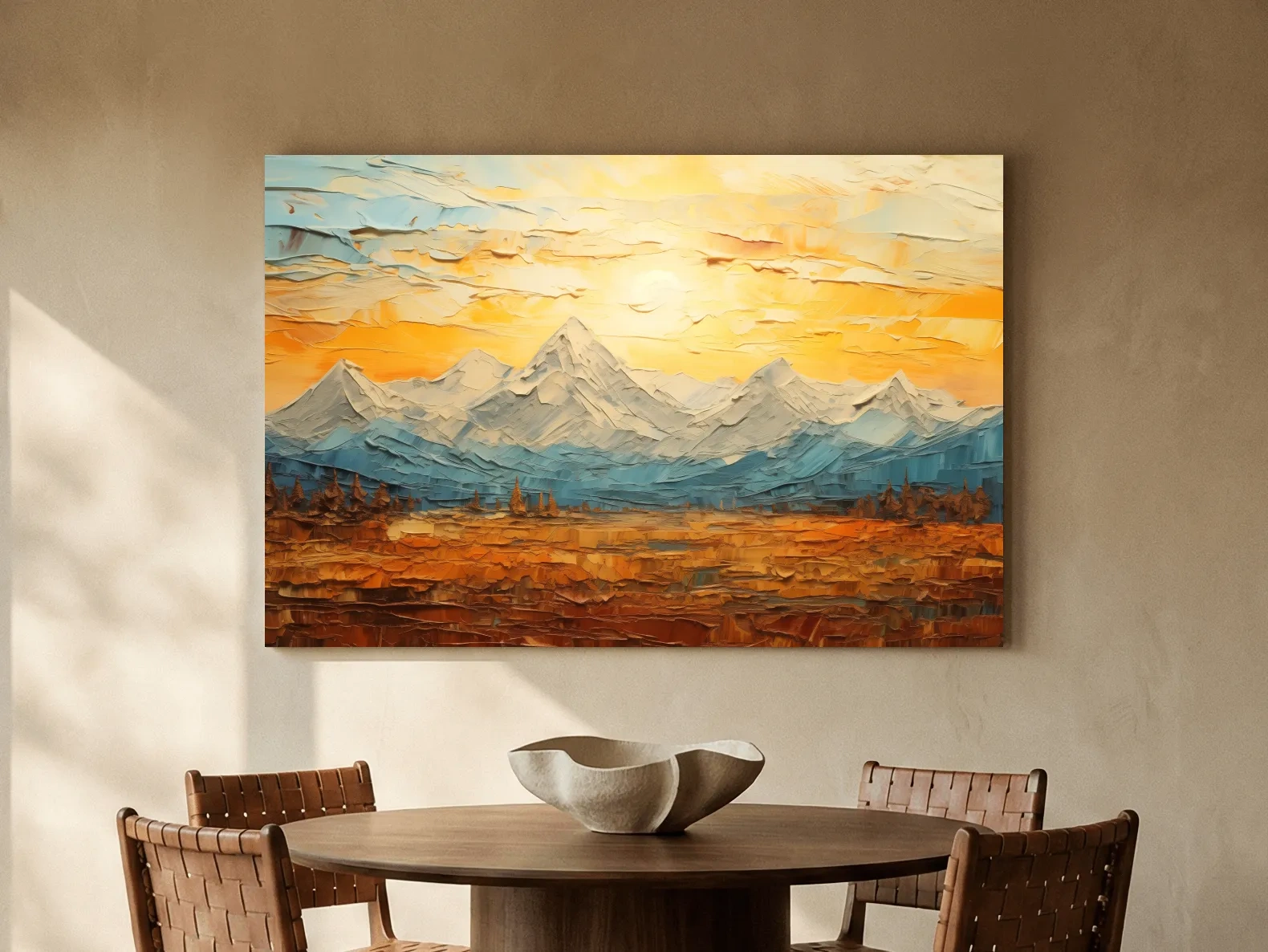 Abstract Glacier Sunrise Landscape - Impasto Style Wall Art