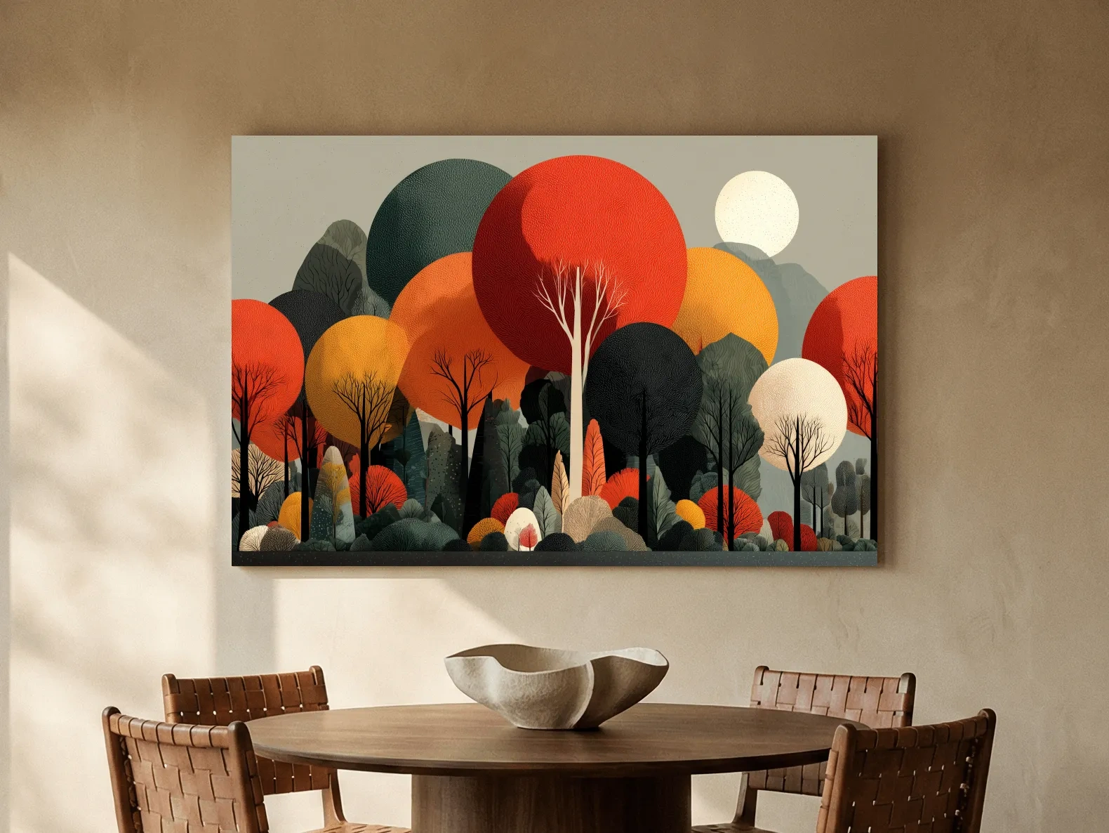 Abstract Autumn Forest Trees Canvas Art - Modern Scandinavian Wall Art