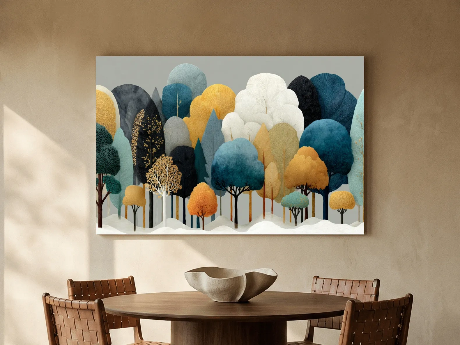 Scandinavian Winter Forest Trees Illustration - Modern Boho Nature Wall Art