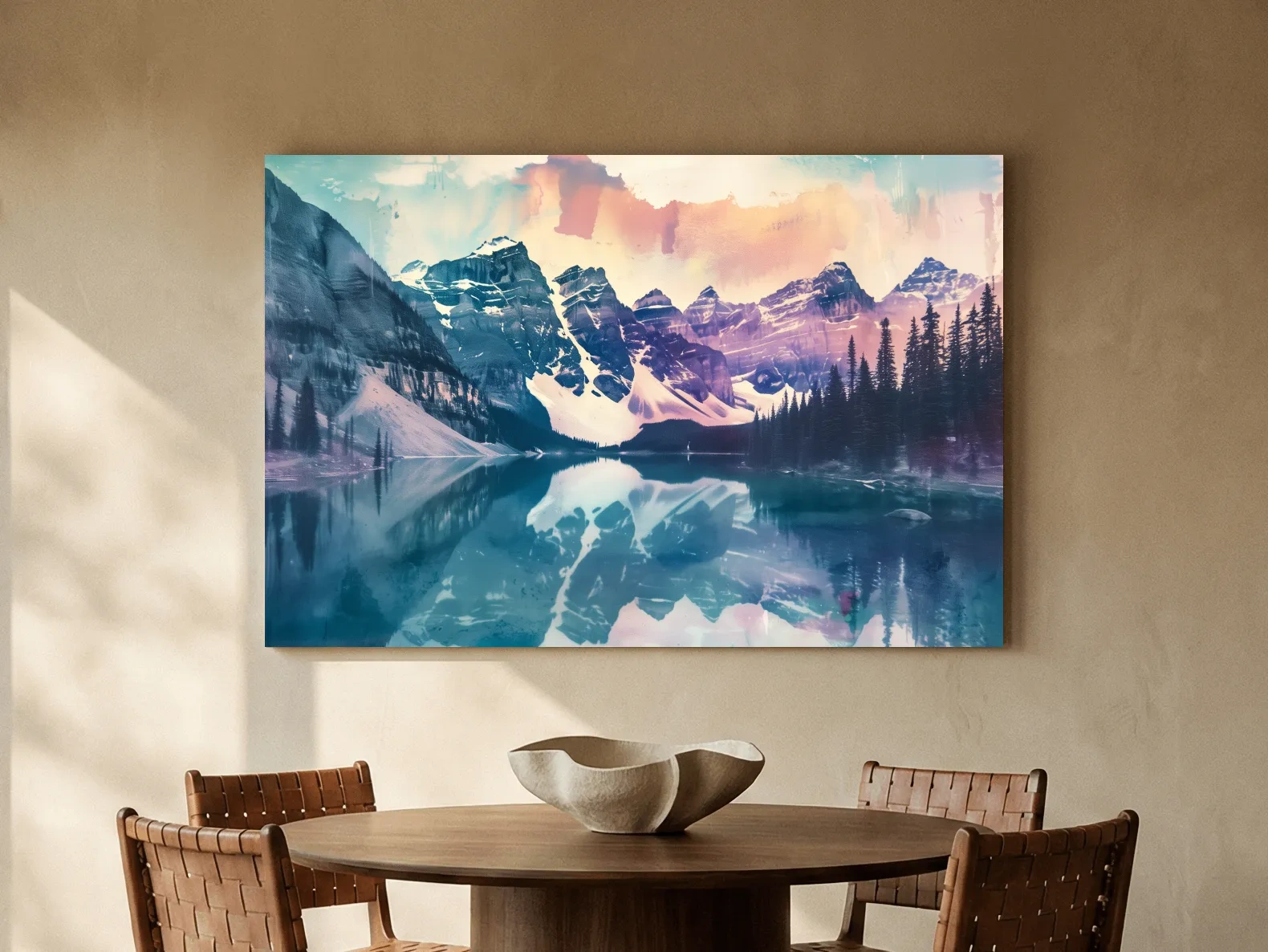 Valley of the Ten Peaks Watercolor Painting - Moraine Lake Banff Wall Art