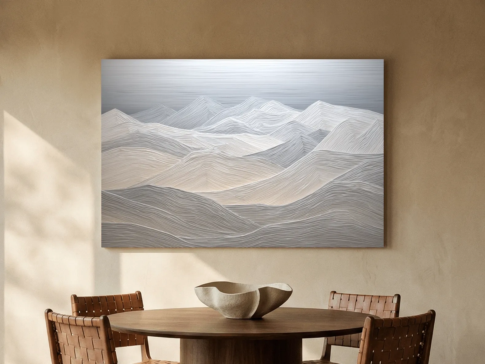 Minimalist Topographic Mountain Ridges - 3D Painting Effect Wall Art