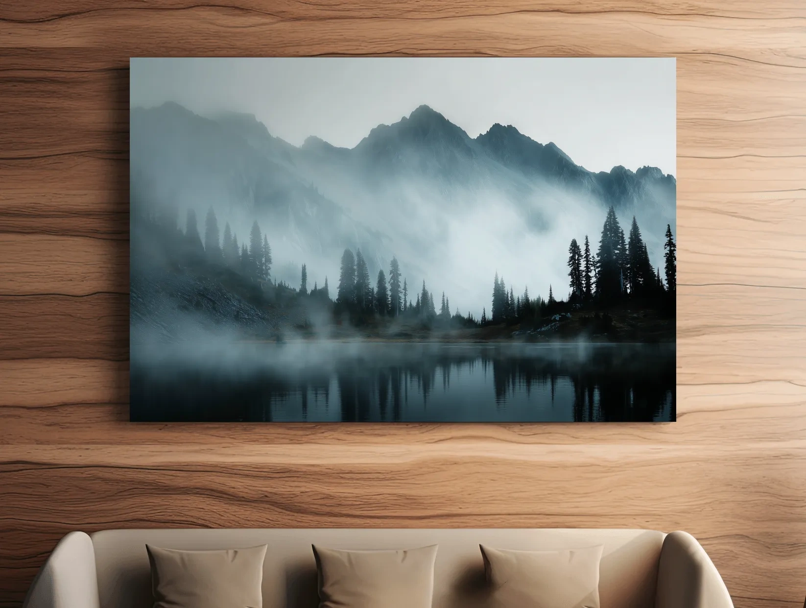Moody Misty Mountain Lake Photography - Atmospheric Alpine Forest Wall Art
