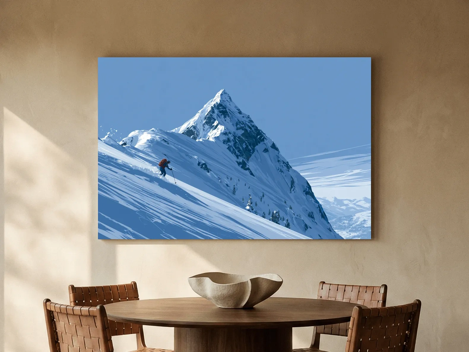 Epic Backcountry Skier On Snowy Peak - Alpine Mountain Winter Wall Art