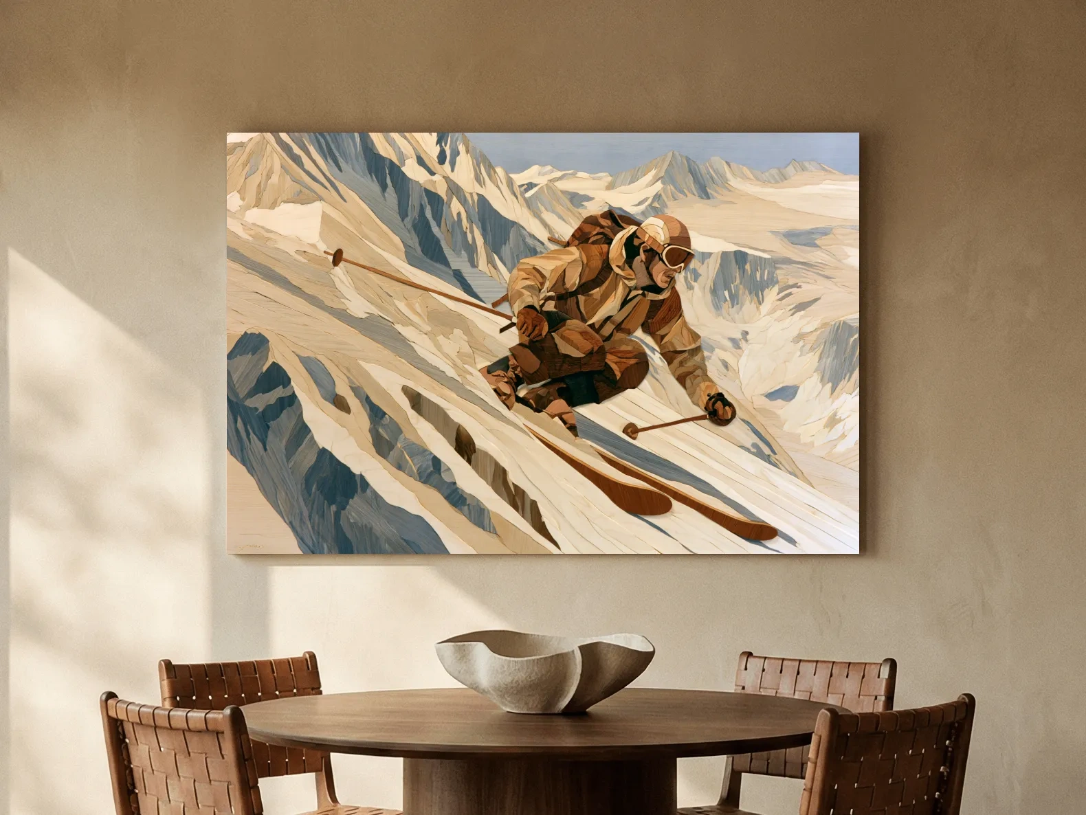 Dynamic Backcountry Skier Alpine Descent - Adventure Winter Sports Wall Art