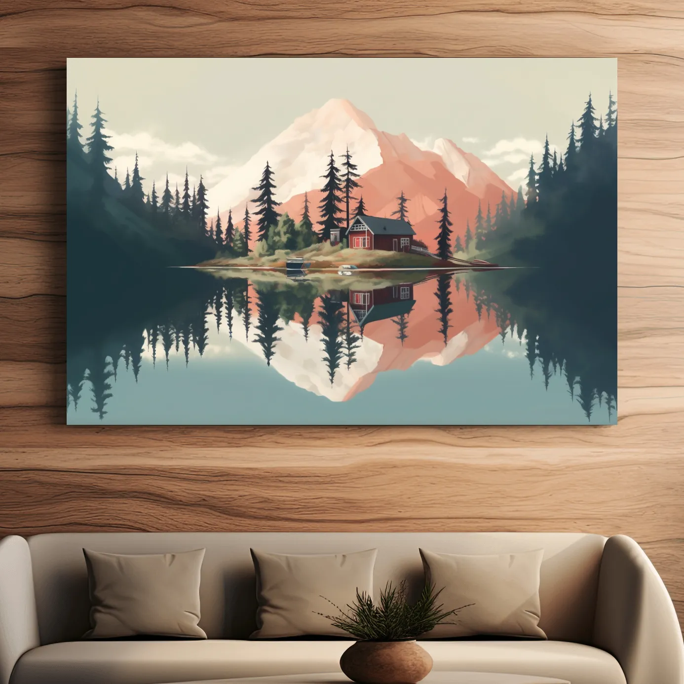 Minimal art of a cabin in the alpine