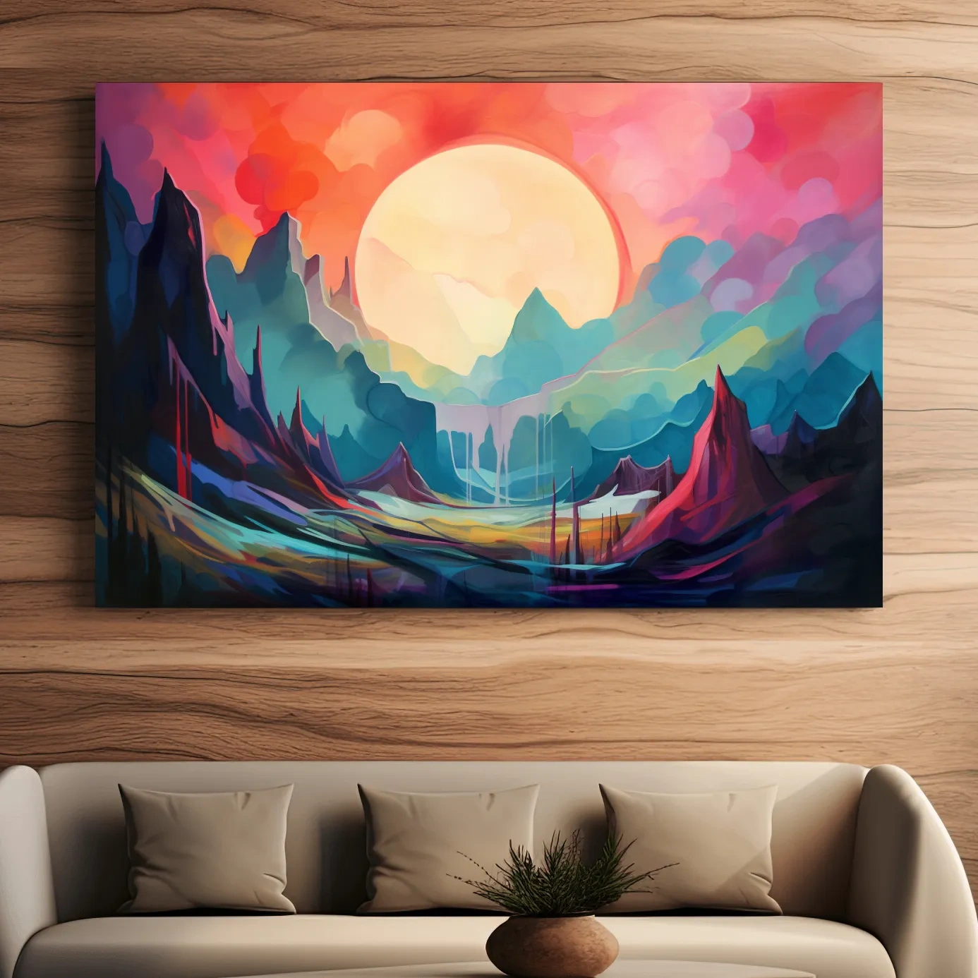 Abstract mountain oil painting wall art