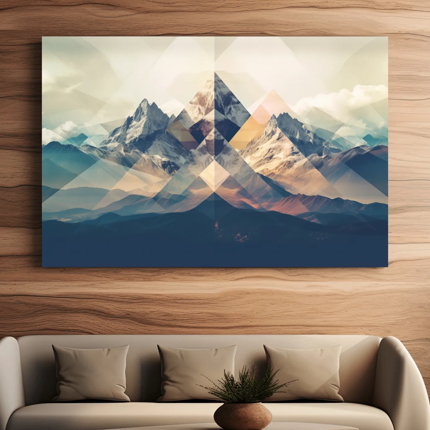 Geometric Abstract Alpine Mountain Peaks - Modern Polygon Landscape Wall Art