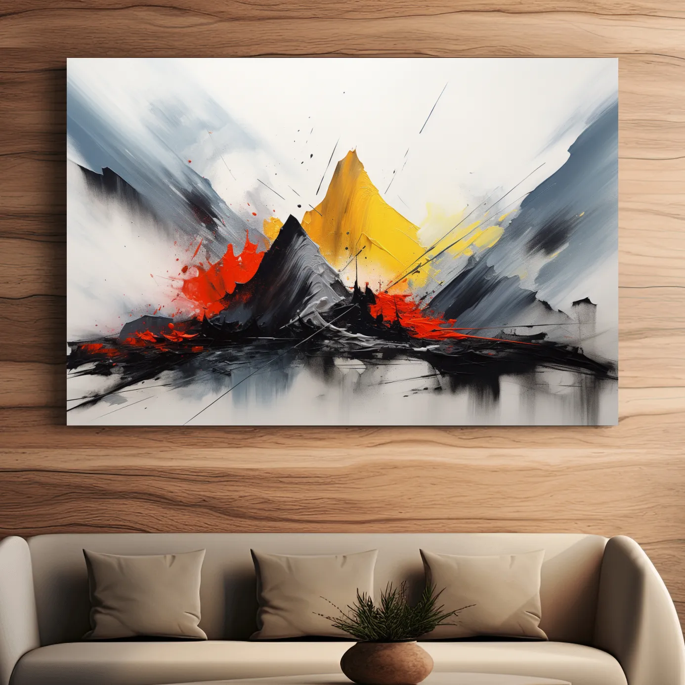 Abstract Mountain Peaks Painting - Modern Impasto Style Wall Art