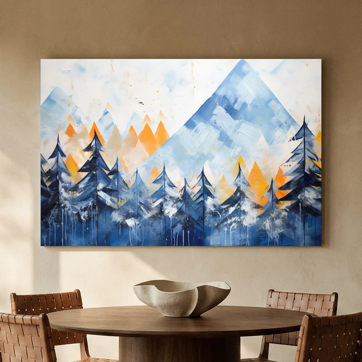 Abstract Alpine Mountain Peaks - Watercolor Forest Wall Art