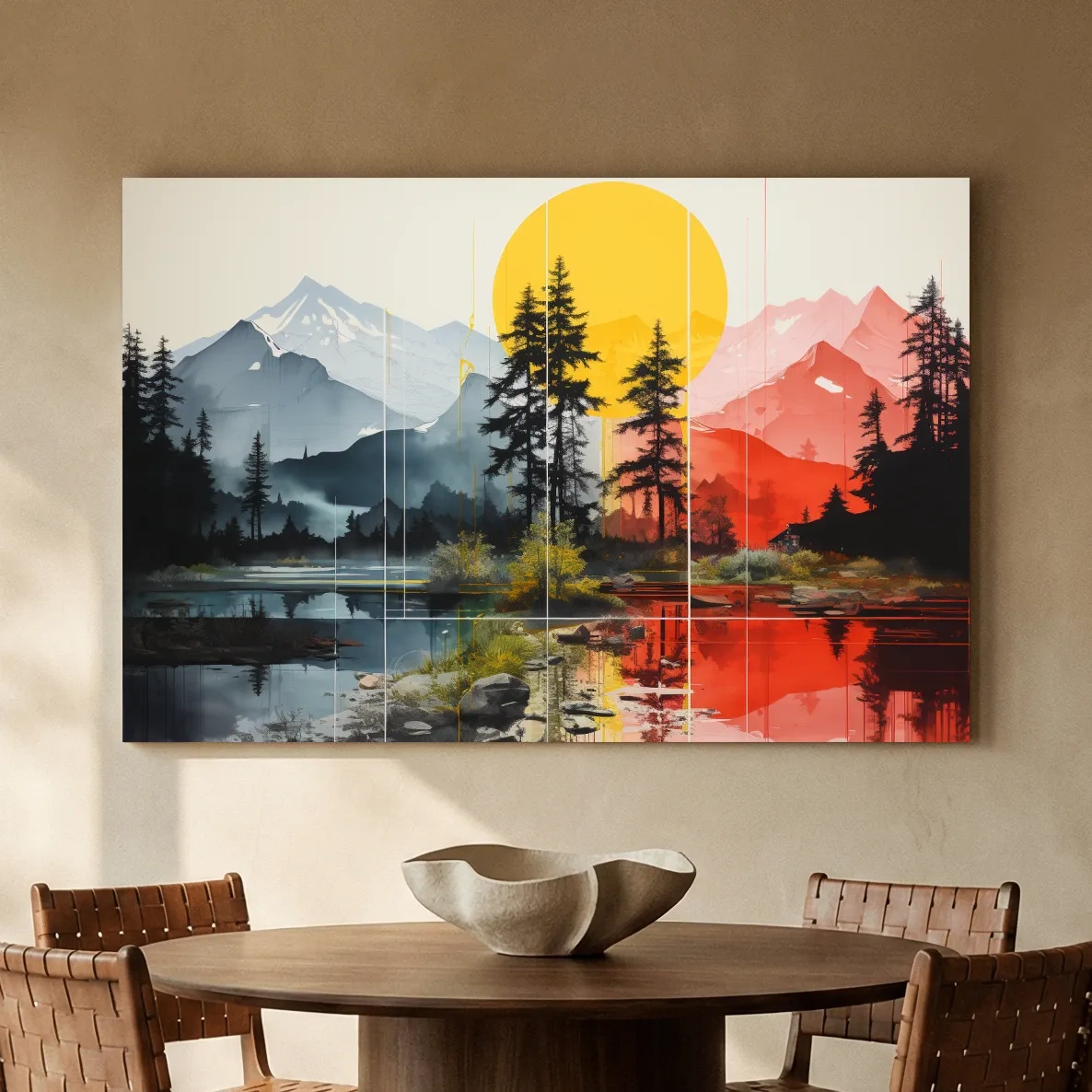 Abstract Alpine Lake Landscape - Mountain Sunset Wall Art
