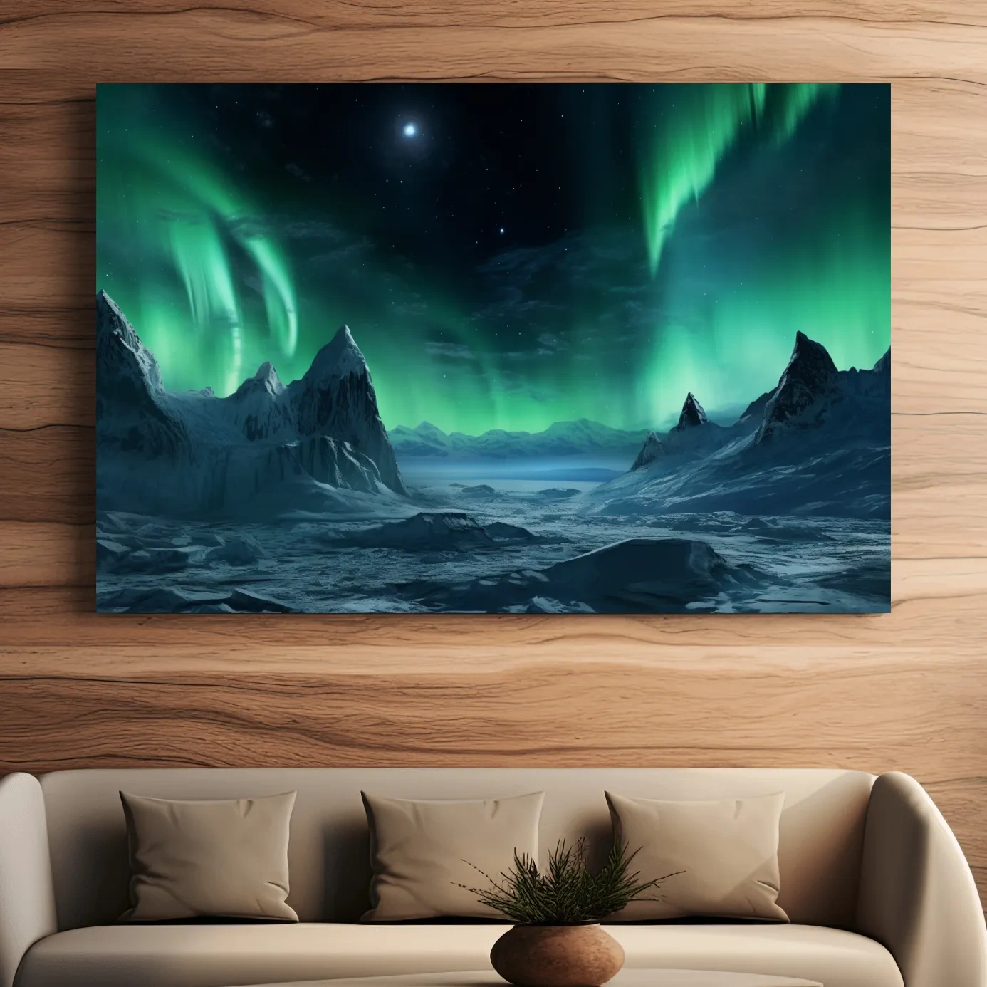 Photographic art, northern lights over the arctic