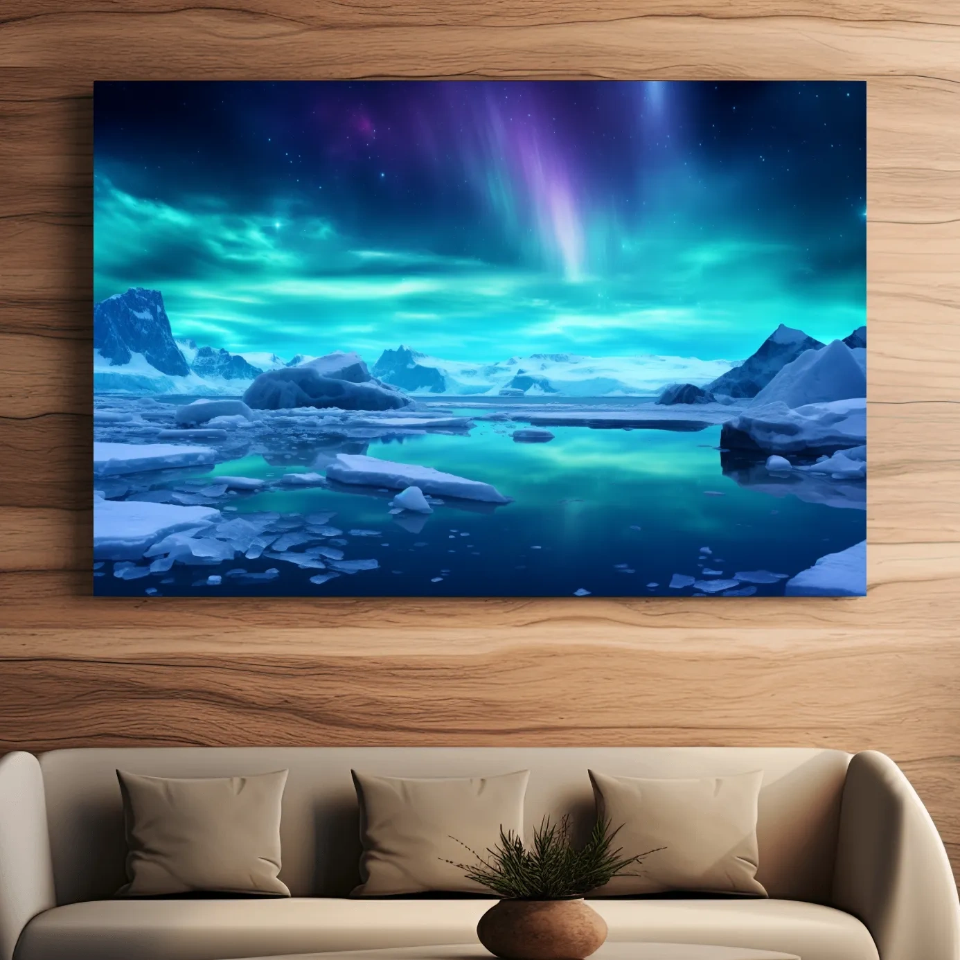 Northern lights over the antarctic ice, photographic wall art