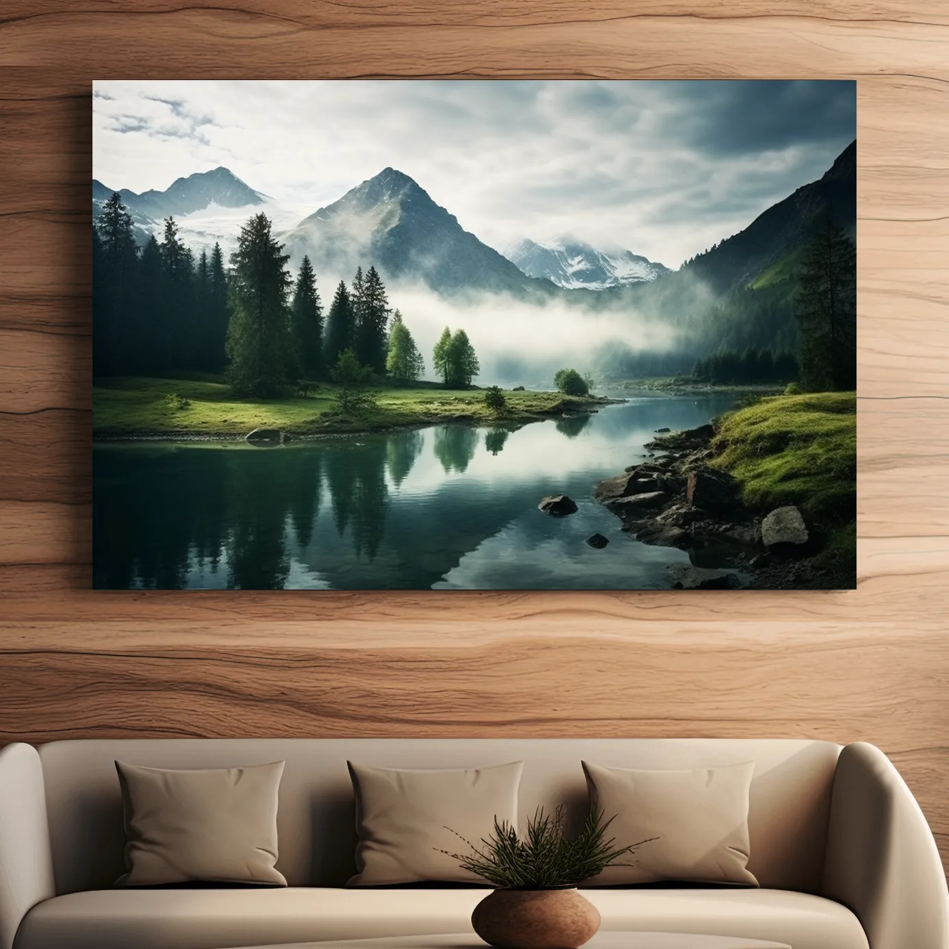 Photographic art, morning mountain mist
