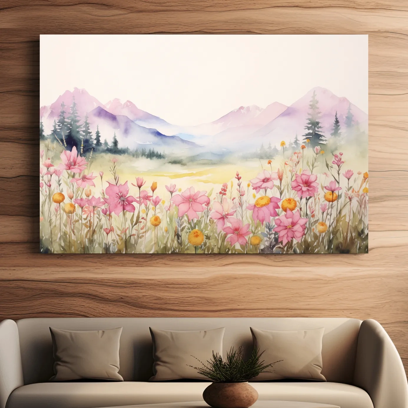 Watercolour painting of pastel alpine flowers