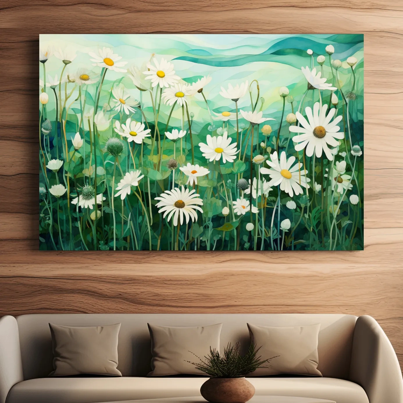 Painting of flowers in the alpine grass